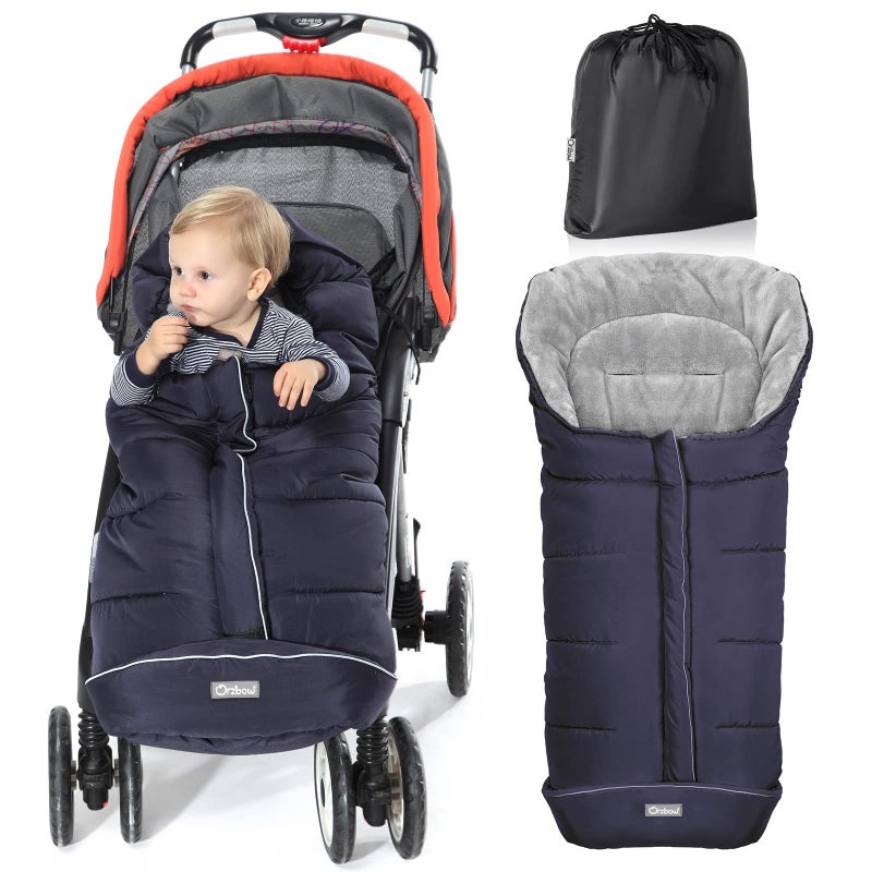 Orzbow Warm Bunting Bag Universal, Stroller Sleeping Bag Cold Weather, Waterproof Toddler Footmuff (Blue, Large) - Image 1